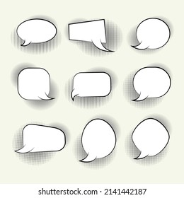 Vector Illustration Of Set Of Chat, Speech Or Though Bubble On Isolated Background