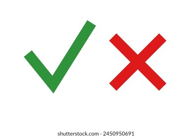 Vector illustration. Set check mark and cross. 