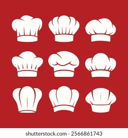 vector illustration of a set of chef hats in silhouettes. The chef hats Bundle