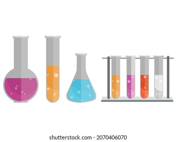 Vector illustration set of chemical glassware for laboratory education and research icon