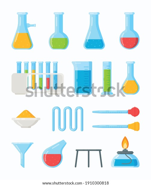 Vector Illustration Set Chemical Utensils Experiments Stock Vector ...