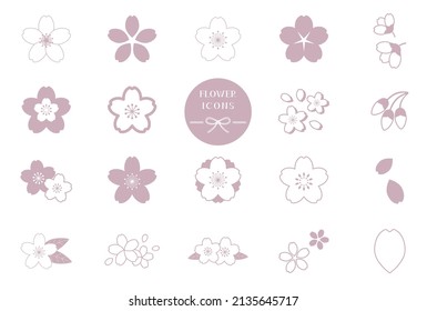 Iconos de flores de flores de flores de cerezo