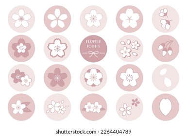 Iconos de flores de flores de flores de cerezo