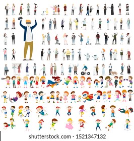 Vector illustration set of children and adults