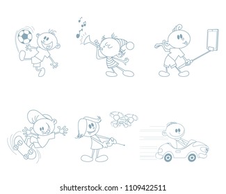 Vector illustration of a set of children's characters