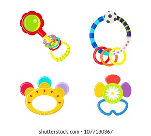 Vector illustration. A set of children's toys. Rattle for babies.
