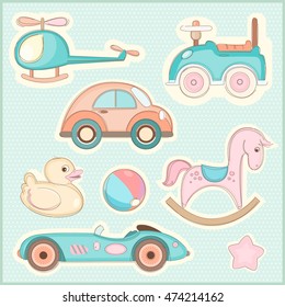 Vector illustration of a set of children's toys