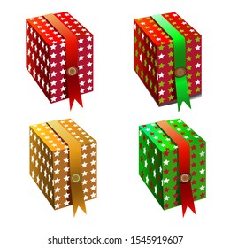 
Vector illustration of a set of Christmas colored boxes. Isolated elements for decoration.