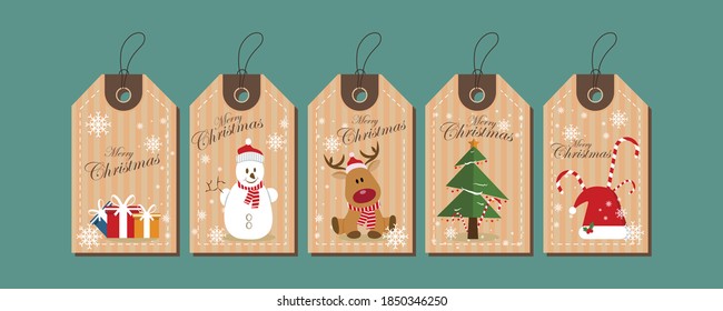 Conjunto de ilustraciones vectoriales de etiquetas de regalo de navidad