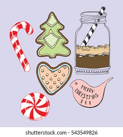 vector illustration. set of Christmas gingerbread