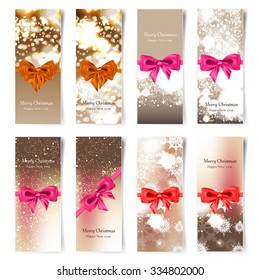 Vector illustration. Set with Christmas greeting cards. New year. Celebration.