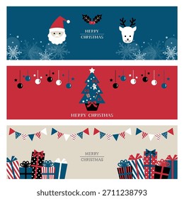 Vector illustration set of Christmas horizontal banners