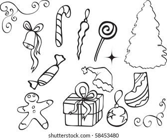 vector illustration. set of christmas icon isolated on white background