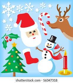 Vector illustration of a set of Christmas icons.
