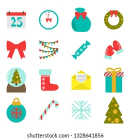 Vector illustration. Set of christmas illustrations. Flat style