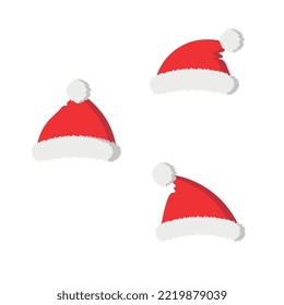 Vector illustration. Set of Christmas Santa hats.