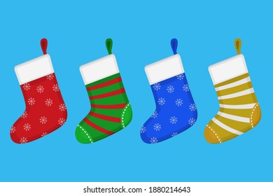 Vector illustration of a set of Christmas socks for gifts.