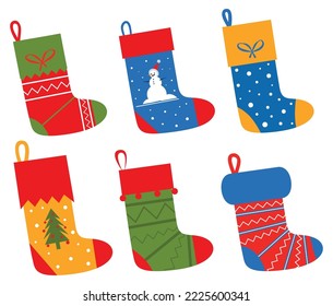 Vector illustration set of Christmas socks.