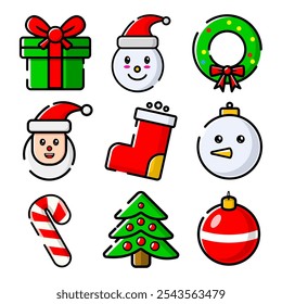 Vector illustration set of Christmas themed icons