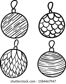 
vector illustration of a set of Christmas toys ball, on a white background