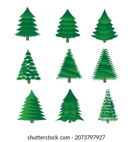 vector illustration set, christmas tree, isolated on white background, for banner design, flyer, web design