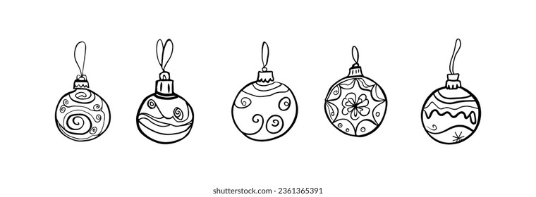 Vector illustration. Set of Christmas tree toys.