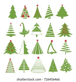 Vector Illustration Set Christmas Trees Red Stock Vector (Royalty Free ...