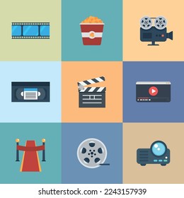 Vector illustration set of cinema and movies icons.