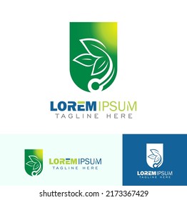 A vector illustration set of Circle Leaf Environment Logo 