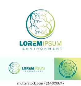 A vector illustration set of Circle Tree Environment Logo Sign