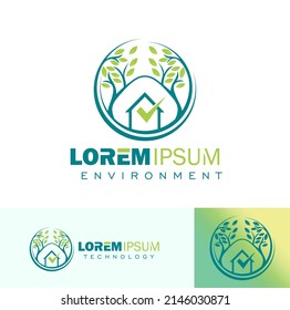 A vector illustration set of Circle Tree Environment Logo Sign