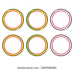 Vector illustration set of circles various patterns, white background, colorful rings