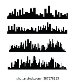 Vector Illustration : Set of vector cities silhouette