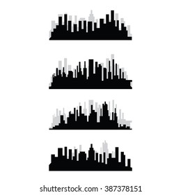 Vector Illustration : Set of vector cities silhouette