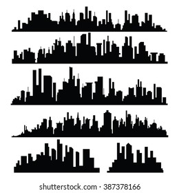 Vector Illustration : Set of vector cities silhouette