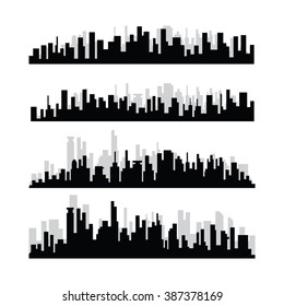 Vector Illustration : Set of vector cities silhouette
