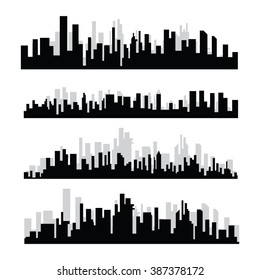 Vector Illustration : Set of vector cities silhouette