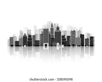 Vector Illustration Set City Silhouettes Cityscape Stock Vector ...