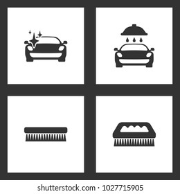 Vector Illustration Set Cleaning Icons. Elements of Clean car with a sparkle, car wash, fetlock and fetlock cleaning brush icon on white background