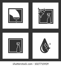 Vector Illustration Set Cleaning Icons. Elements of Glass scraper, spray bottle, window isolated and Drop icon on white background
