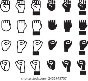 Vector illustration set of clenched fist, rock-paper-scissors rock