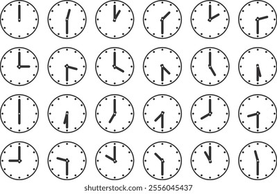 Vector illustration set of clock icons in various shapes