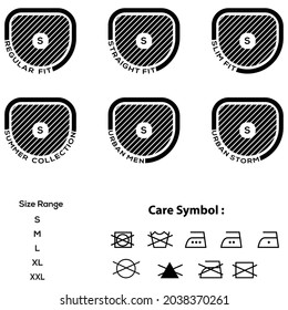 vector illustration set of clothing label print. Apparel back neck print for branding.
