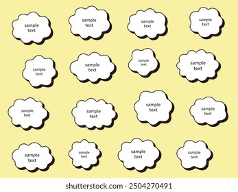 A vector illustration set of cloud-like frames with shadows. Fluffy, frame, decoration, fluffy, three-dimensional
