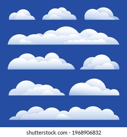 Vector Illustration. Set of clouds isolated on background
