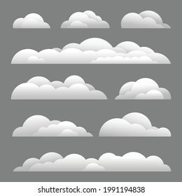 Vector Illustration. Set of clouds isolated on background
