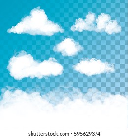 vector illustration. set of vector clouds isolated with no background. smoke transparent background