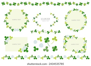 Vector illustration set of clover decorative frames