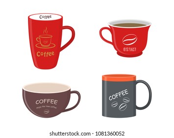 Vector illustration. Set of coffee cups.