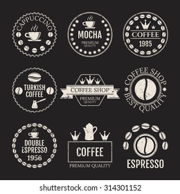 Vector illustration, set of coffee logos.